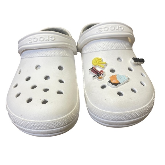 Crocs Classic Faux Fur Lined White Dual Comfort Clog Shoes Womens 9 Mens 7 - Picture 2 of 12